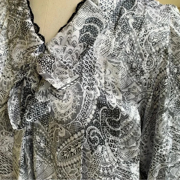 Christian Dior Loungewear Vintage Kaftan Dress Robe Black & White Paisley Size L - Picture 15 of 15